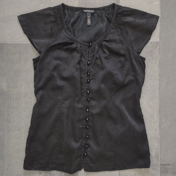 Banana Republic silk flutter sleeve top - black - M - Picture 1 of 6